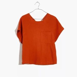MADEWELL - women’s lightspun renwood button-up top in orange